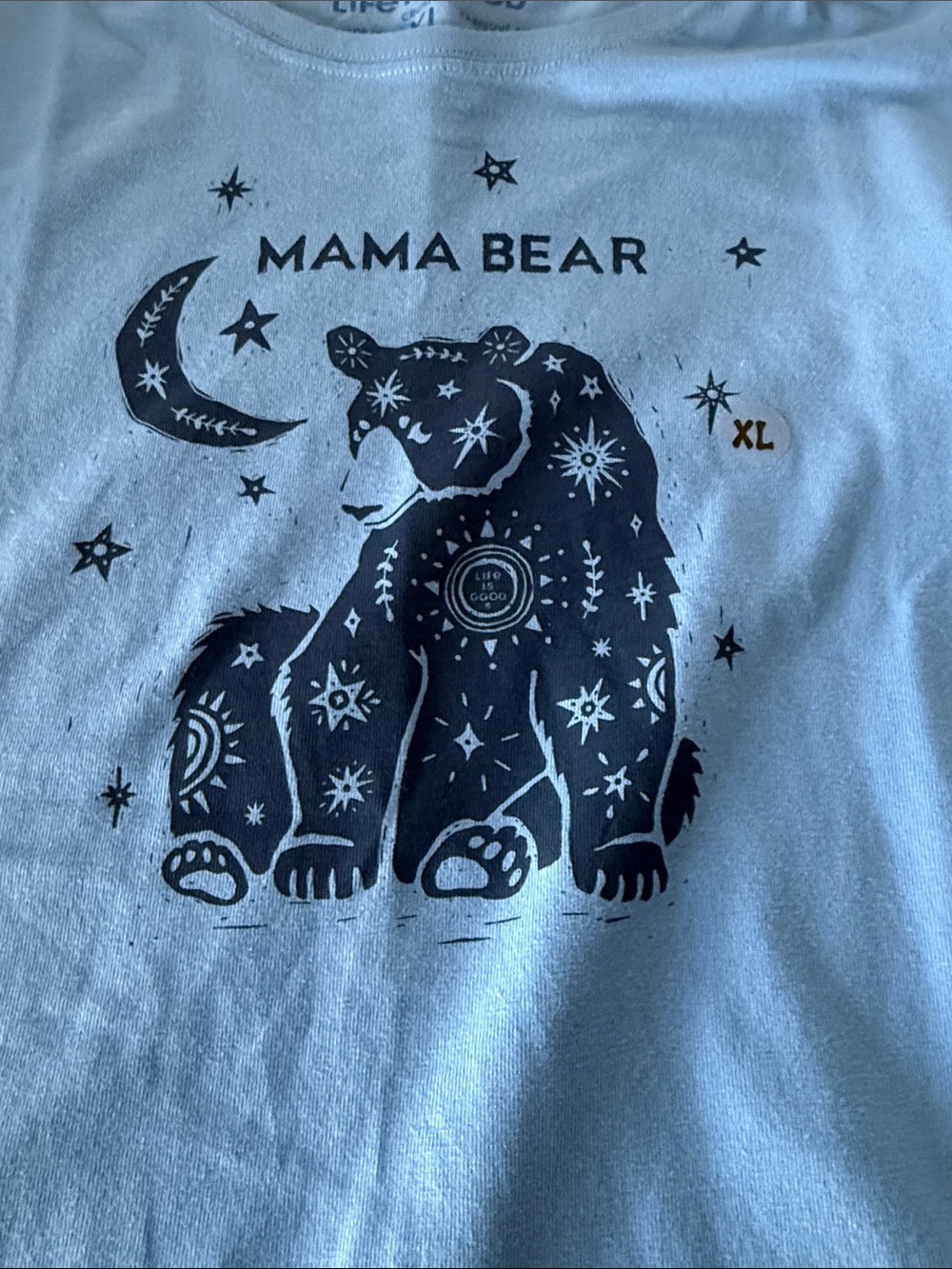 Life Is Good NWT Mama Bear Crusher Tee in Sky Blue. Size XL - Picture 5 of 5